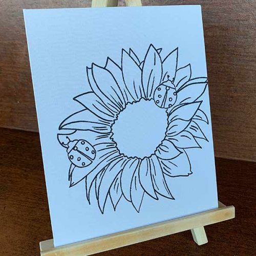 Sunflower and Ladybugs Pre-Drawn Canvas