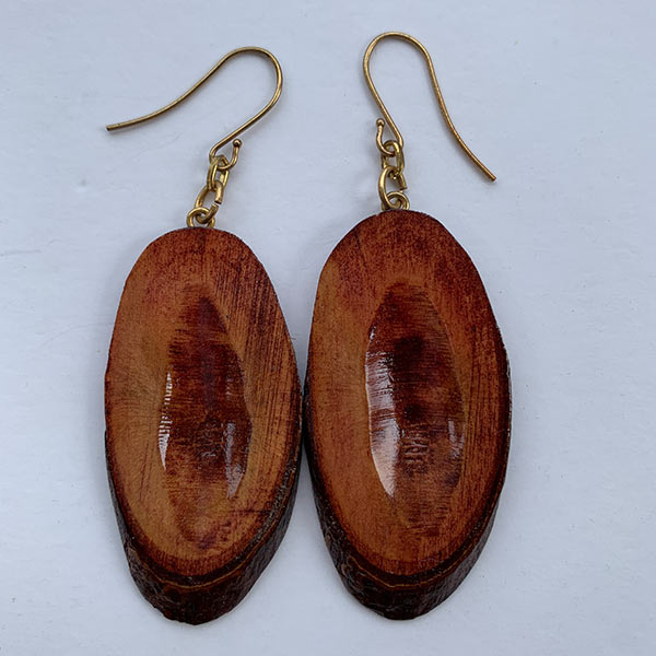 PawPaw's Workshop Live Edge Oval Indented Earrings