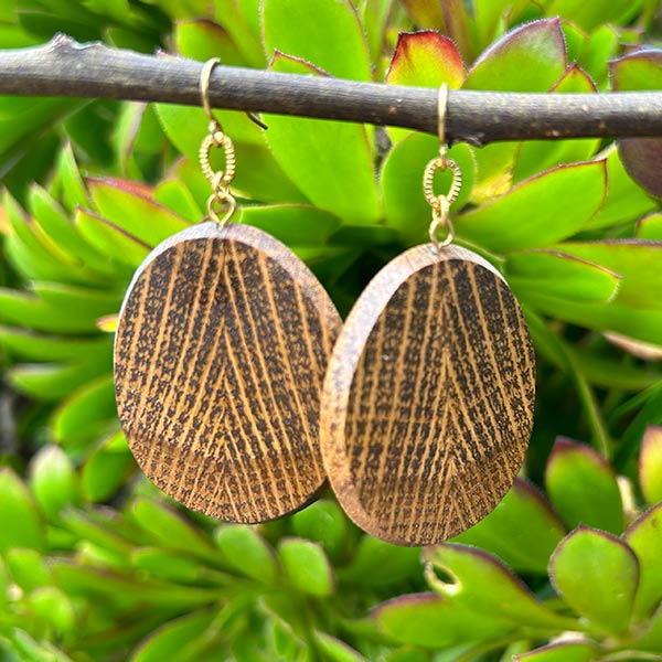 chevron palm wood wooden earrings 41310