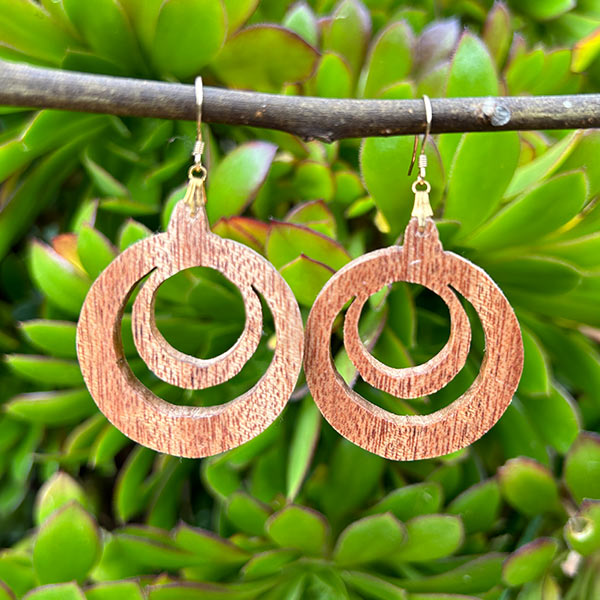 crescent moon cut out circle wooden earrings 4133