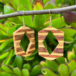 diamond cutout laminated wood dangle earrings 4138